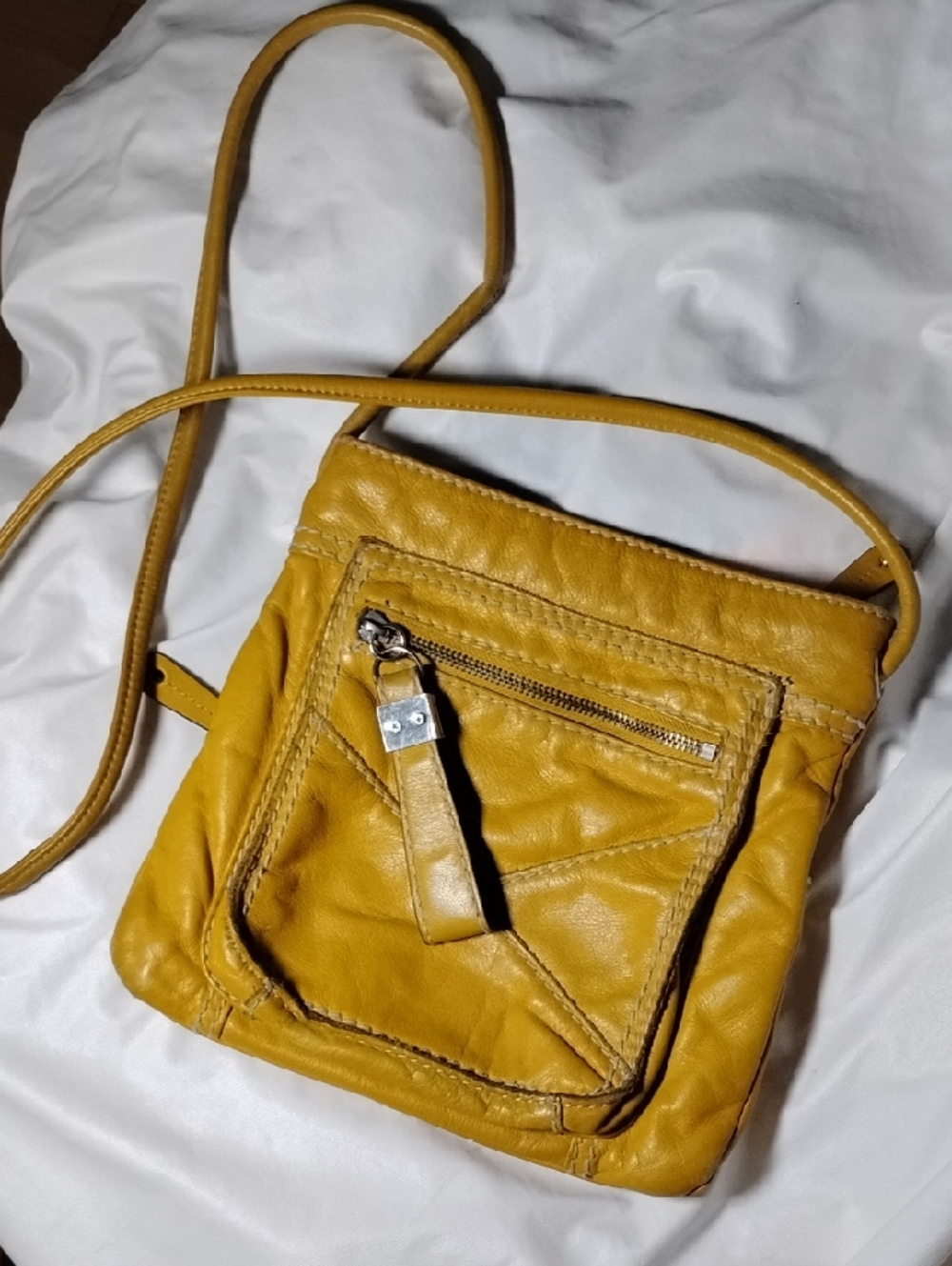 Mustard Yellow Leather Crossbody Bag Tignanello